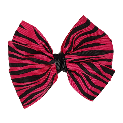 Sweetheart Bow - Zebra Stripes Large Hair Bow - Hair Accessories Pinkberry Kisses Bright Pink and Black