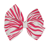 Sweetheart Bow - Zebra Stripes Large Hair Bow - Hair Accessories Pinkberry Kisses Pink and White