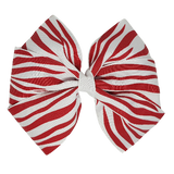 Sweetheart Bow - Zebra Stripes Large Hair Bow - Hair Accessories Pinkberry Kisses White and Red