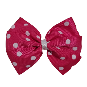 Sweetheart Large Hair Bow Toddler Teenage Hair Accessories Non Slip Hair Clip Pinkberry Kisses Spots Hot Pink and white