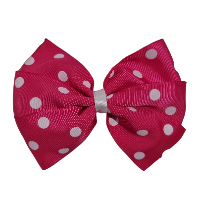 Sweetheart Large Hair Bow Toddler Teenage Hair Accessories Non Slip Hair Clip Pinkberry Kisses Spots Hot Pink and white