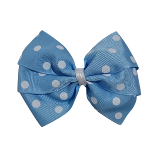 Sweetheart Large Hair Bow Toddler Teenage Hair Accessories Non Slip Hair Clip Pinkberry Kisses Spots Light Blue with White
