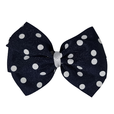 Sweetheart Large Hair Bow Toddler Teenage Hair Accessories Non Slip Hair Clip Pinkberry Kisses Spots Navy with White