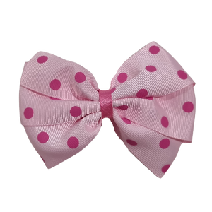 Sweetheart Large Hair Bow Toddler Teenage Hair Accessories Non Slip Hair Clip Pinkberry Kisses Spots Pink with Pink