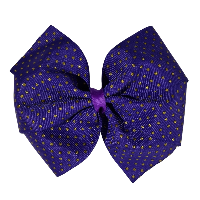 Sweetheart Large Hair Bow Toddler Teenage Hair Accessories Non Slip Hair Clip Pinkberry Kisses Purple with Gold Spots