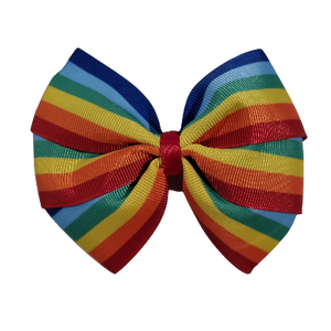 Sweetheart Hair Bow - Stripes Rainbow