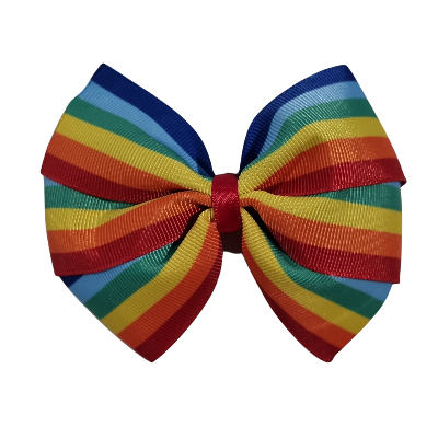 Sweetheart Hair Bow - Stripes Rainbow