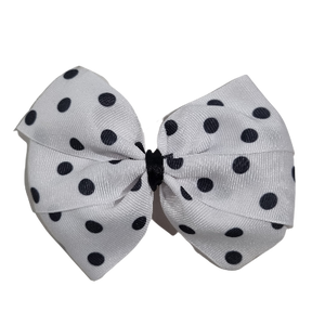 Sweetheart Large Hair Bow Toddler Teenage Hair Accessories Non Slip Hair Clip Pinkberry Kisses Spots White with Black