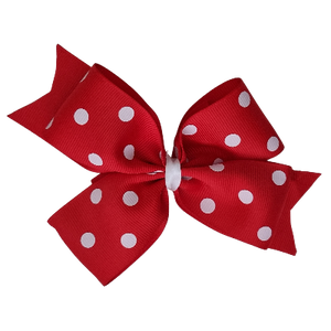 Timeless Hair Bow Pinkberry Kisses Hair Accessories - Red with White Spots