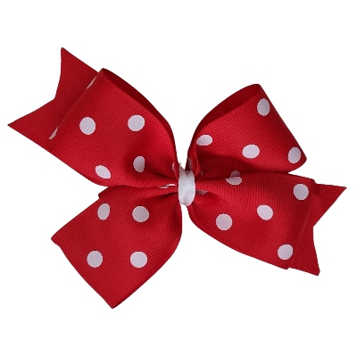 Timeless Hair Bow Pinkberry Kisses Hair Accessories - Red with White Spots