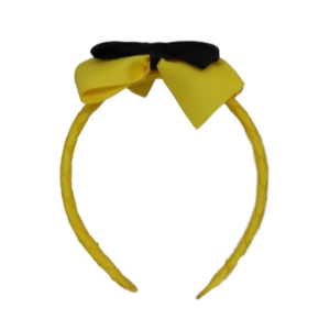 Wiggles Emma Yellow and Black Large Bella Bow Woven Headband Hair Accessories Pinkberry Kisses  